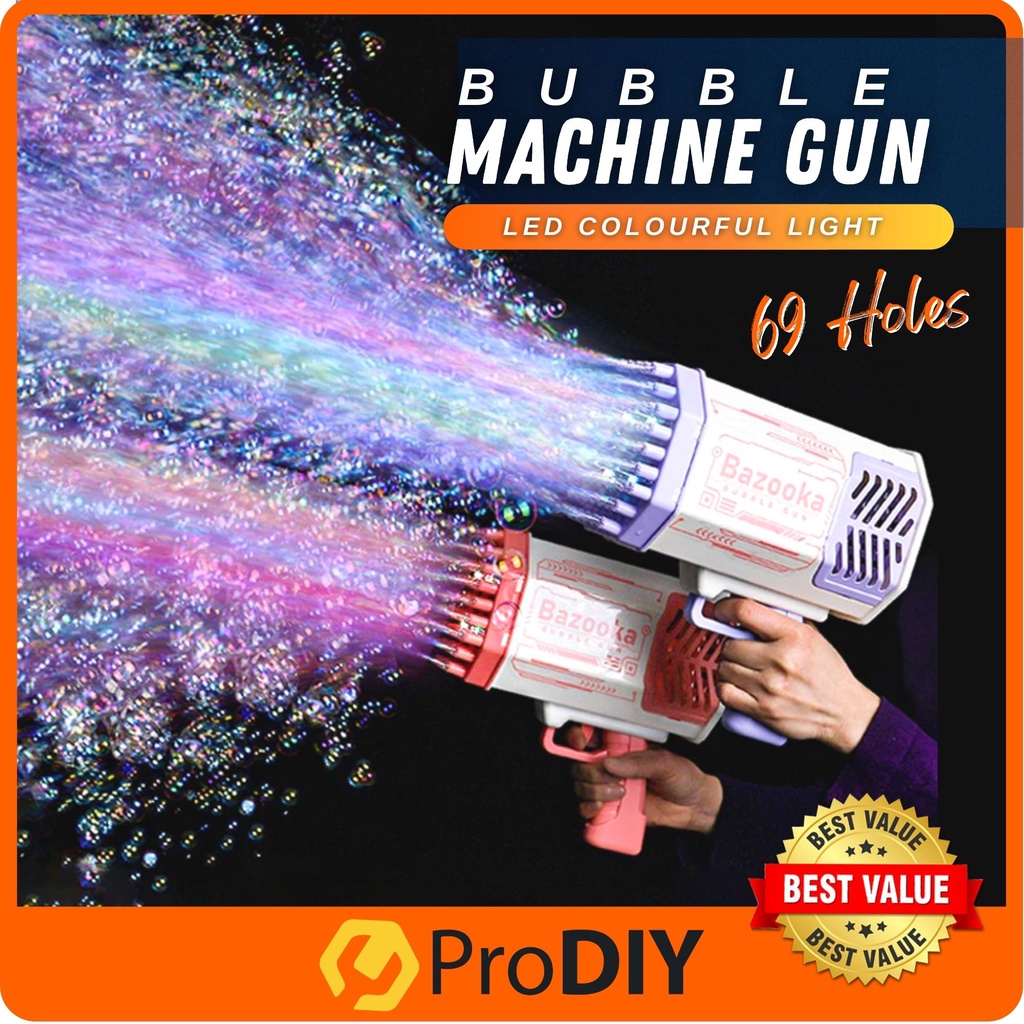 69 Holes Bubble Machine Gun Bubble Gun LED Lighting Electric Bubble Gun ...