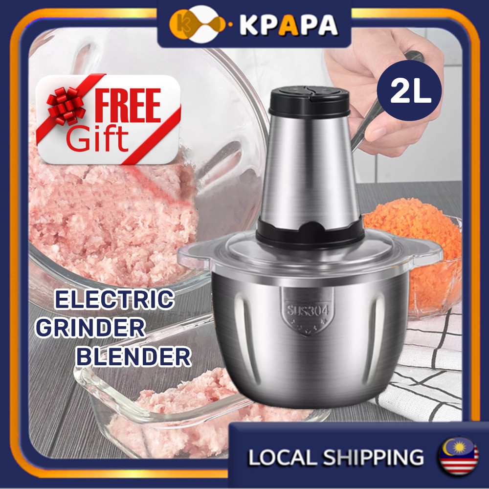 Meat Grinder 4 Blades Heavy Duty 304 Stainless Steel Bowl Food Chopper Blender Electric Charging Grinder Blender Machine