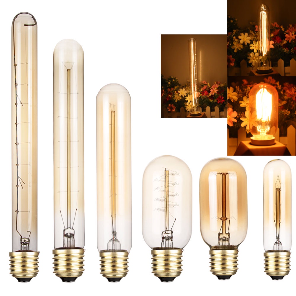 E27 Dimmable Vintage Edison Bulb Retro Lamp 40W T185 T225 T300 T45