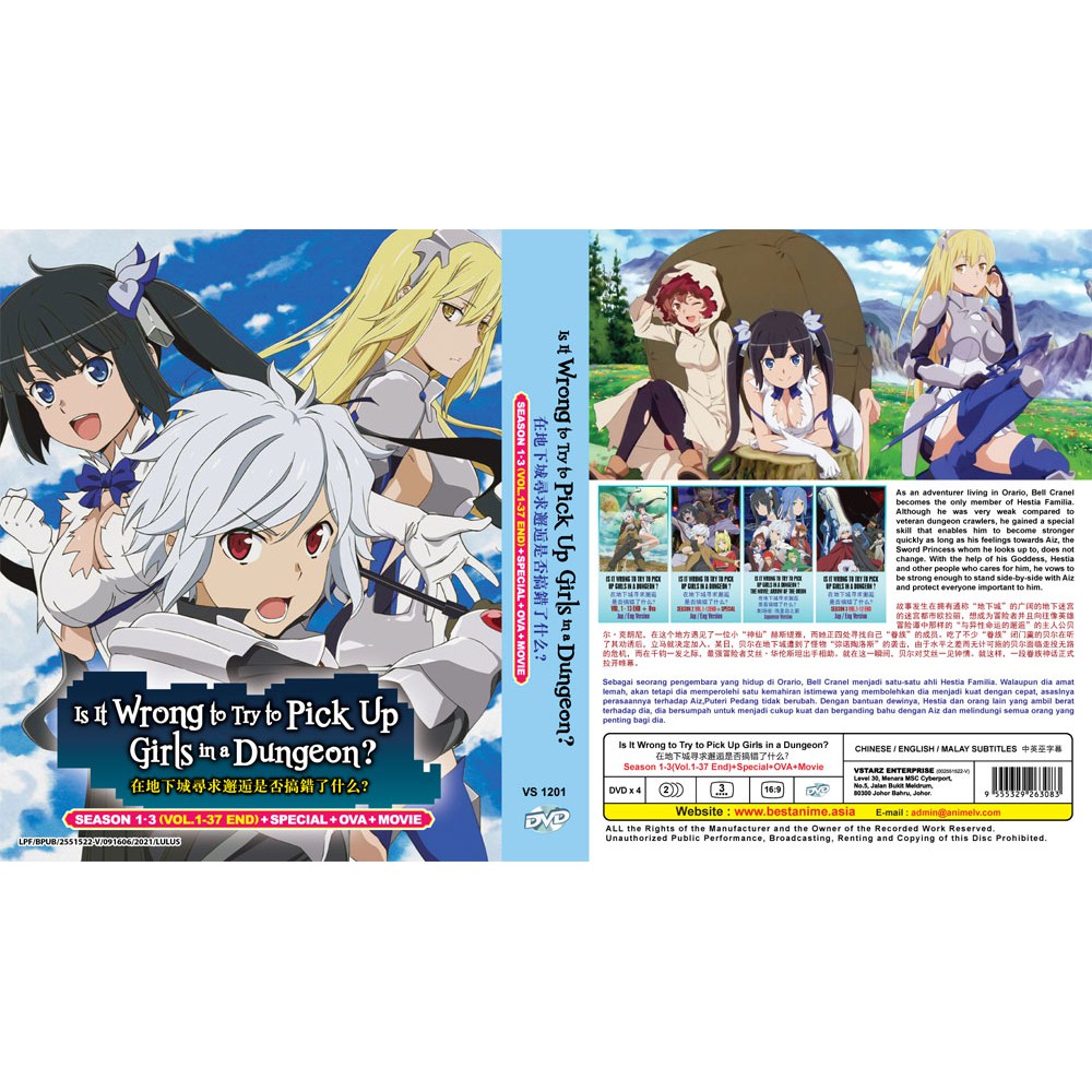 ANIME DVD~IS IT WRONG TO TRY TO PICK UP GIRLS IN A DUNGEON? SEASON 1-3   + MOVIE + OVA + SPECIAL | Shopee Malaysia