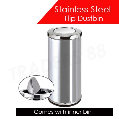 Stainless Steel Dustbin Self Flip type c/w Inner | Shopee Malaysia
