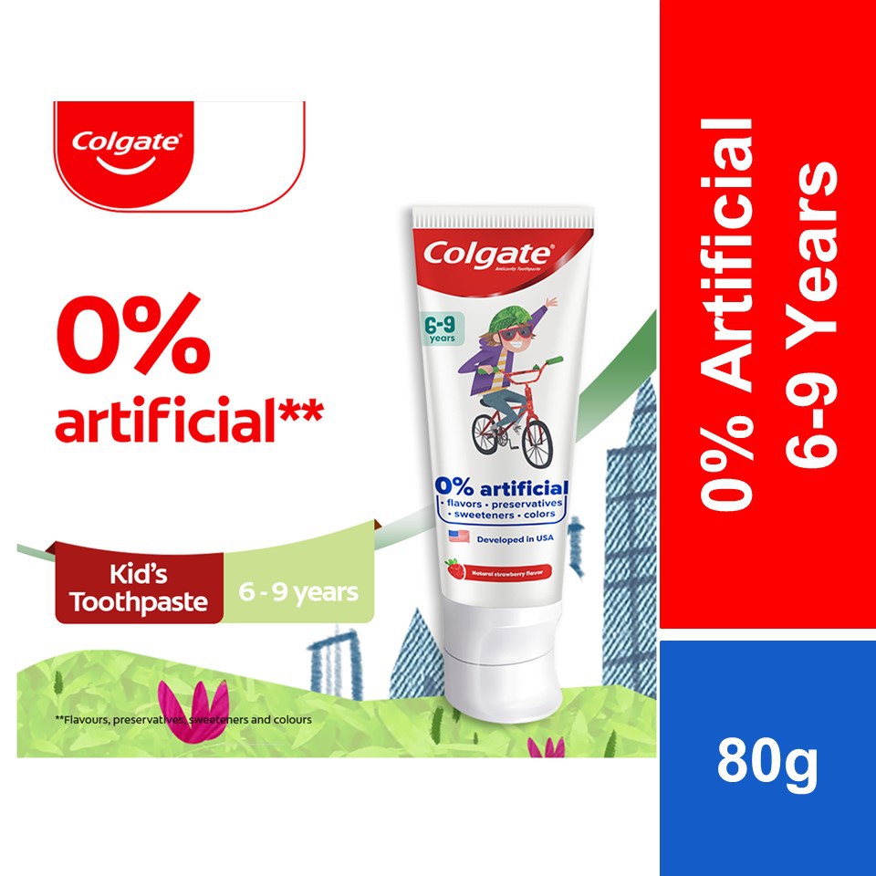 Colgate Kids Toothpaste 1000ppm Fluoride 6-9 Years - 0% Artificial 80g ...