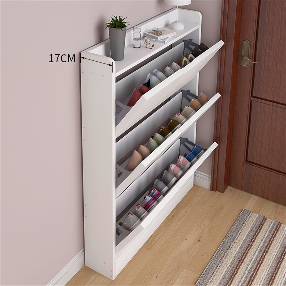 Tipper Shoe Cabinet 17cm Into The Door Porch Simple Modern Multilayer Solid Wood Color Home Entrance Narrow Shoe Rack Shopee Malaysia