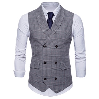 Men's Suit Vest Four Seasons New Business Vest Jacket Fashion Casual Classic Men Self-cultivation Double-Breasted Vest Jacket