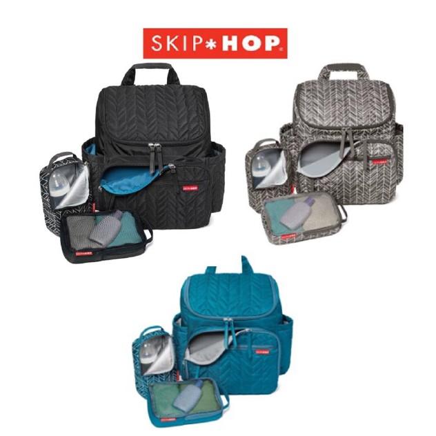 Skip Hop Forma Diaper Backpack Jet Black Grey Feather 100