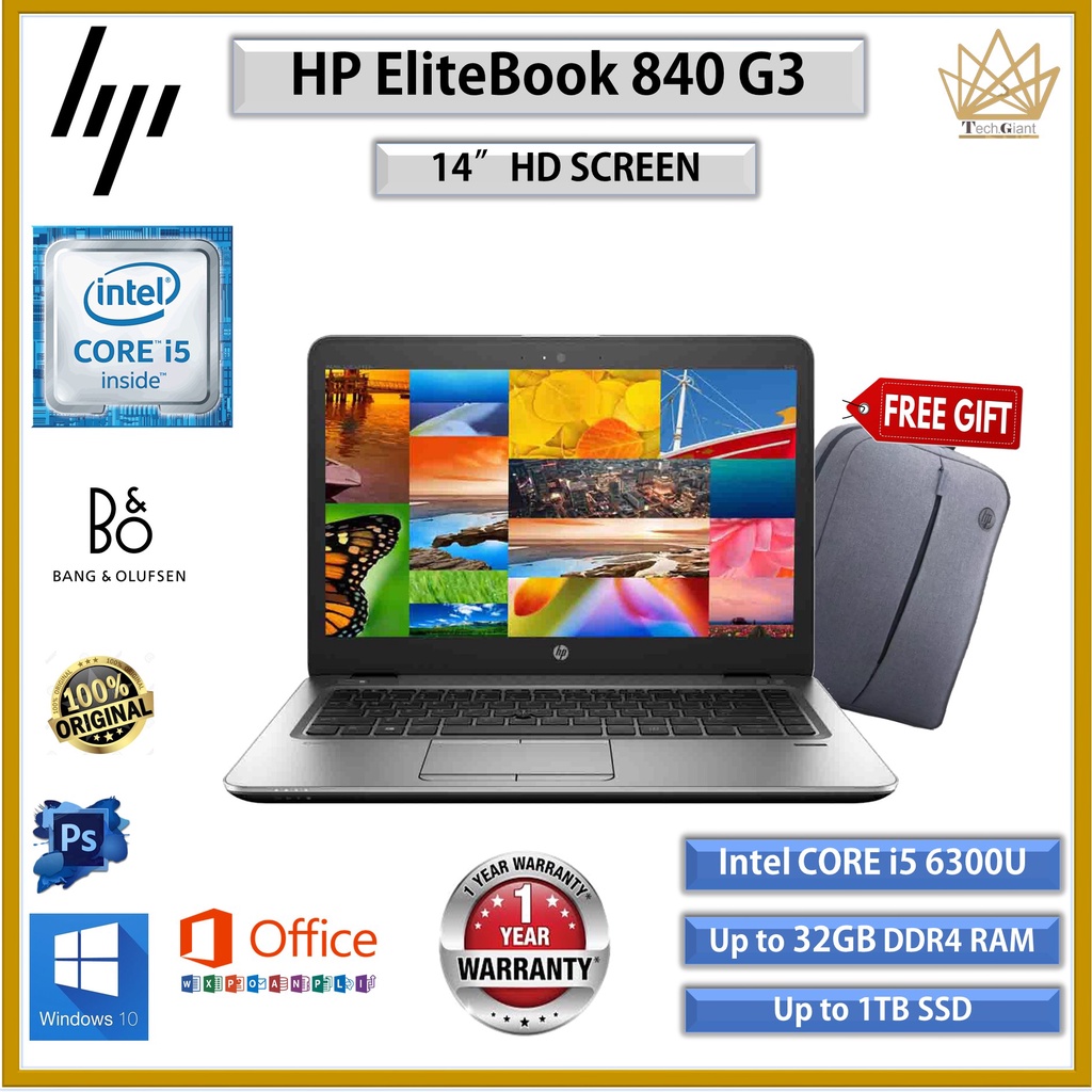 HP EliteBook 840-g3 คอร์ i5 รุ่นที่สี่นิ้วความละเอียดสูงและถึง 32GB RAM 1TB SSD แล็ปท็อปปรับปรุง