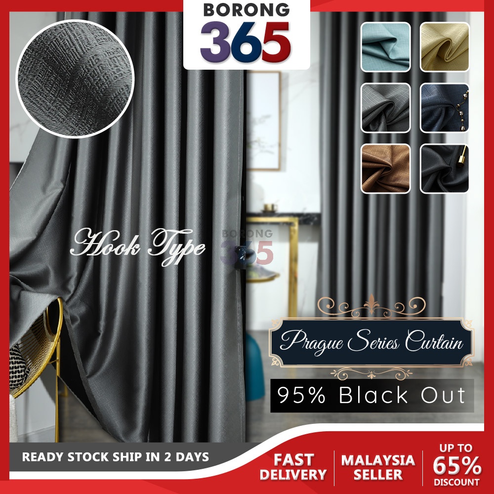 [1PC | Hook Type] Borong365 Blackout 95% Prague Design Curtain 挂钩式窗帘布 Insulating Curtain Langsir Tingkap Cangkuk Dawai