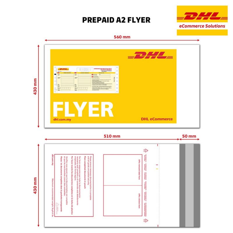 DHL Prepaid (A2 Sizes Flyer + Prepaid Consignment Note) Shopee Malaysia
