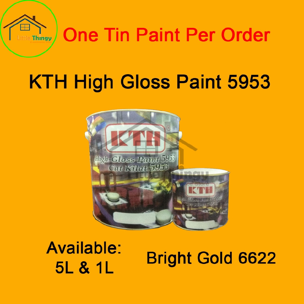 KTH 5L Bright Gold 6622 High Gloss Paint Indoor Outdoor 