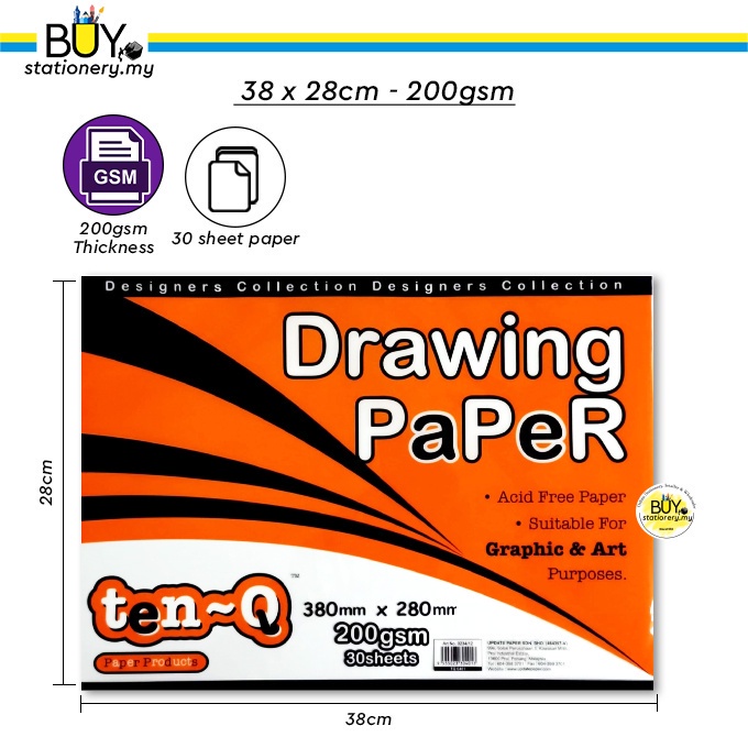 TEN Q A3 B4 Drawing Paper Sketch Book 165 200 135 gsm -(30s/PKT)[Spend RM70 for Free Gift] Drawing Book Kertas Lukisan