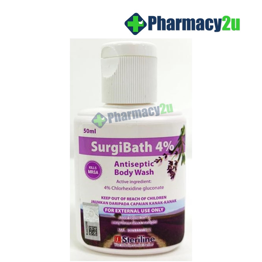 STERILINE SURGIBATH 4 CHLORHEXIDINE ANTISEPTIC BODY WASH 50ML Shopee