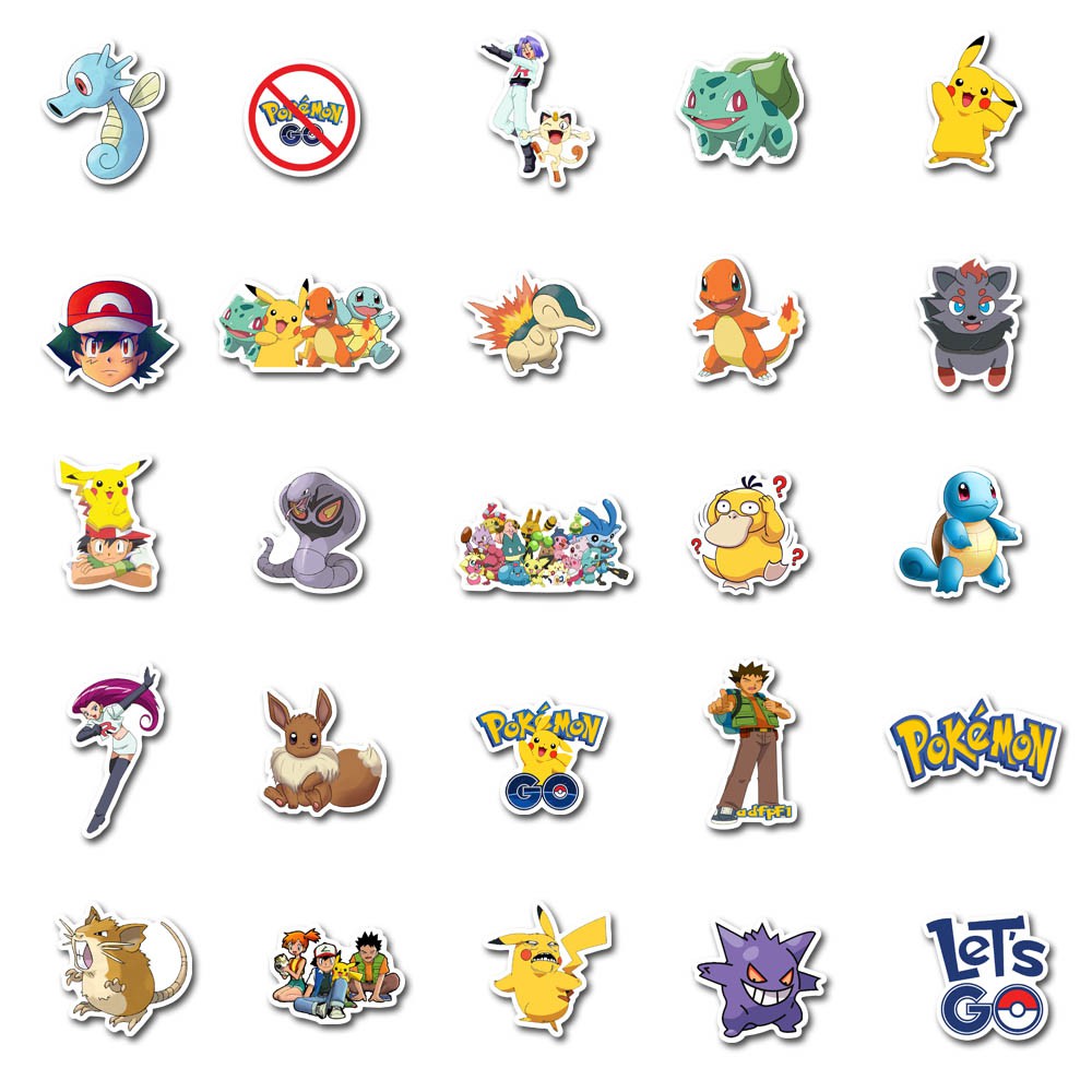 50pcs Japanese classic animation Pokémon Stickers For Skateboard Guitar  Motorcycle Laptop Waterproof Sticker Toy | Shopee Malaysia
