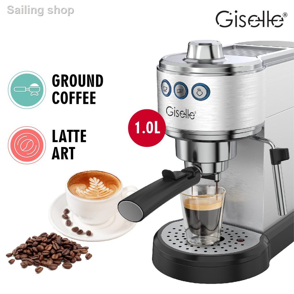 ✉∈19Bar Giselle Espresso Coffee Milk Bubble Maker Machine with Frothing Water Filter Cartridge (1350W) KEA0333