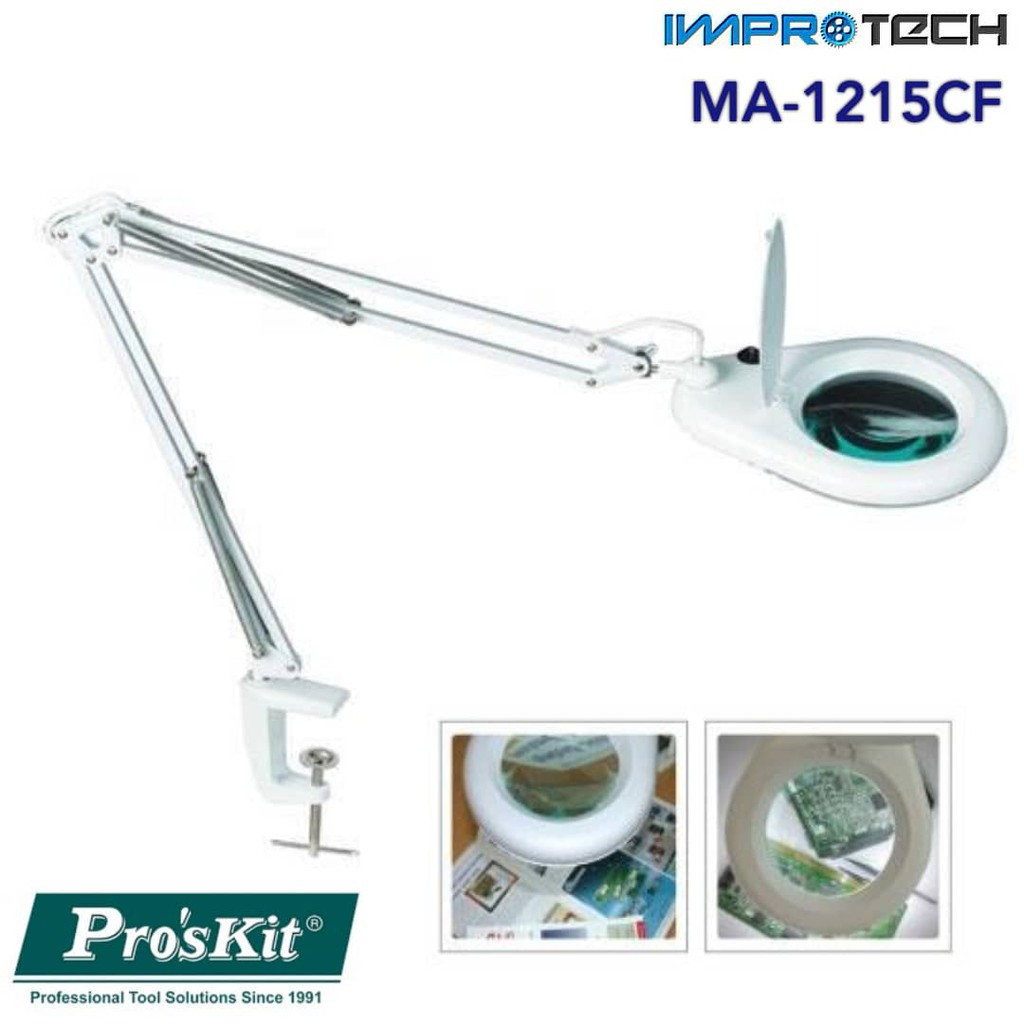 PROSKIT Table Clamp Magnifier With Workbench Lamp 220V White [ MA