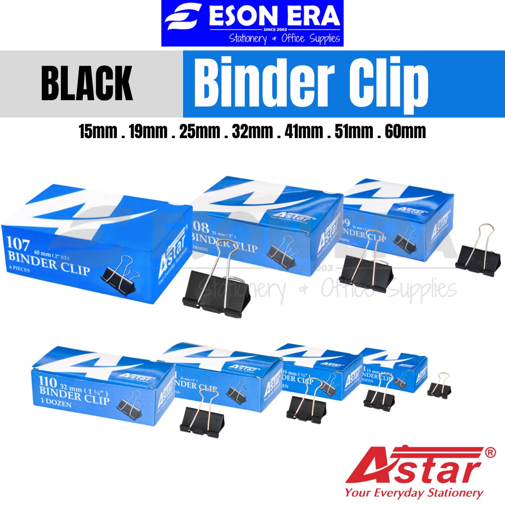 Astar Binder Clip 12pcs/Box size 15mm,19mm,25mm,32mm,41mm,51mm,60mm