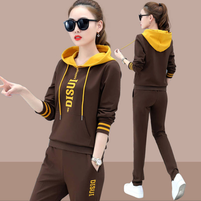 Fashion 2 Pcs/Set Couple Wear Long-sleeved Hoodie Sweatshirt + Fashion Casual Wear Sports Long Pants Women's Set Wear