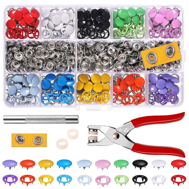 firewood 100 Sets 10 Colors Snap Fasteners Kit Metal Hollow and Solid Five Claw Buckle Set with Hand Pressure Pliers Tool DIY Sewing Buttons Set for Clothing Sewing and Crafting/Metal Snap Buttons Fas