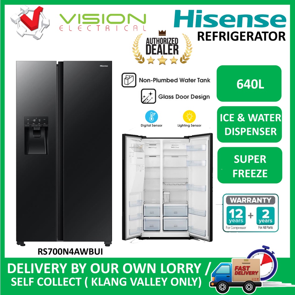 [Free Delivery + Basic Setup Klang Valley] HISENSE 640L Side By Side