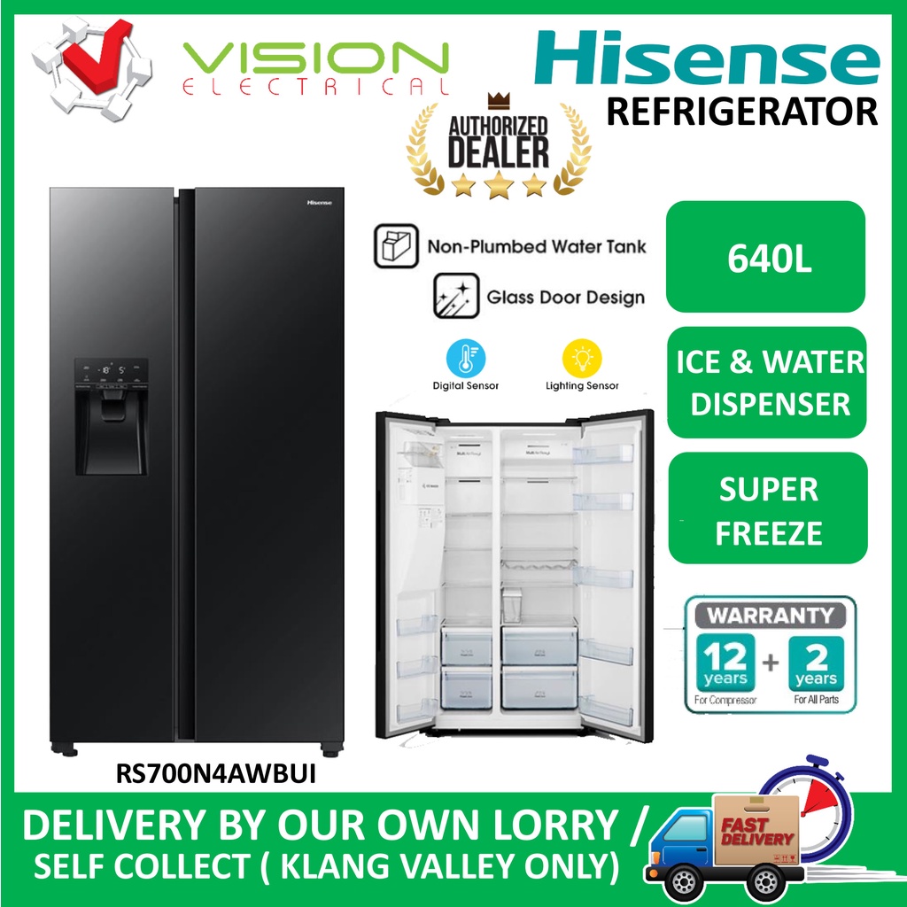 Free Delivery Basic Setup Klang Valley Hisense 640l Side By Side Inverter Fridge 7486