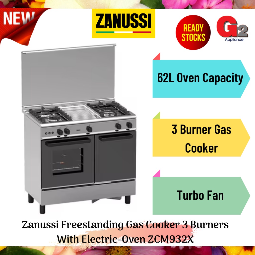 Zanussi (Send By Lorry+STAINLESS STEEL) Freestanding Gas Cooker 3 Burners With Electric-Oven ZCM-932X