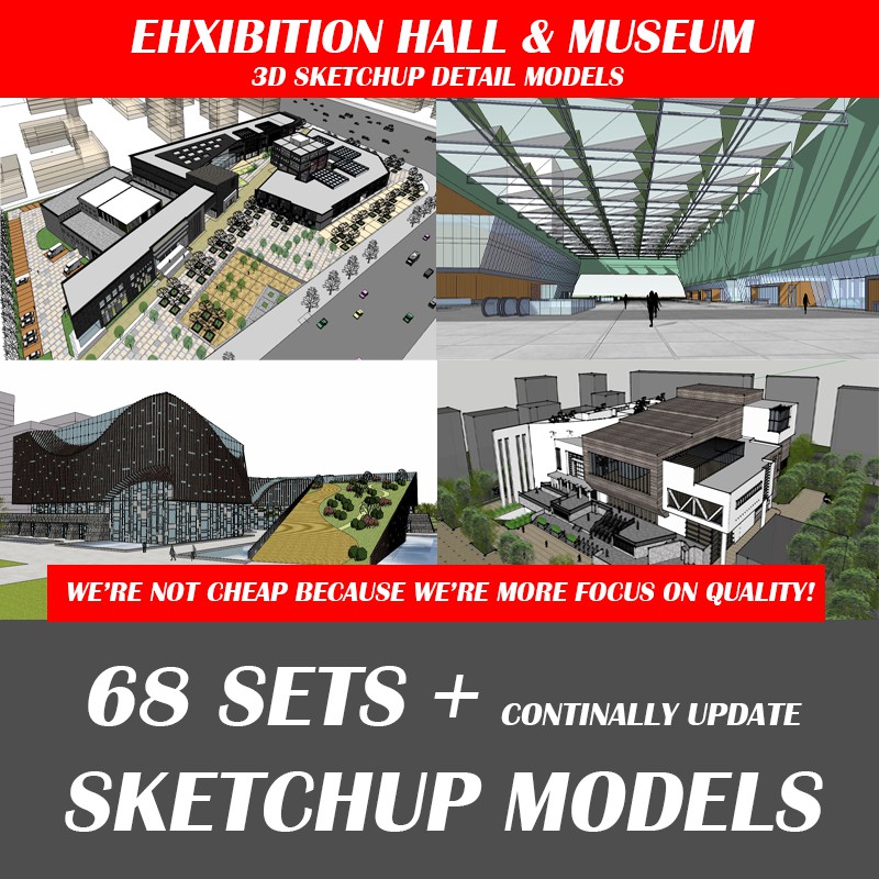 68 EXHIBITION MUSUEM ARCHITECTURE DETAIL 3D MODEL SKETCHUP CONCEPTUAL ...