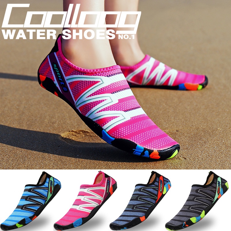 Coolloog Aqua shoes Summer water shoes Quick-Dry Rubber Beach Shoes for Women Men Kasut pantai kasut air wanita lelaki