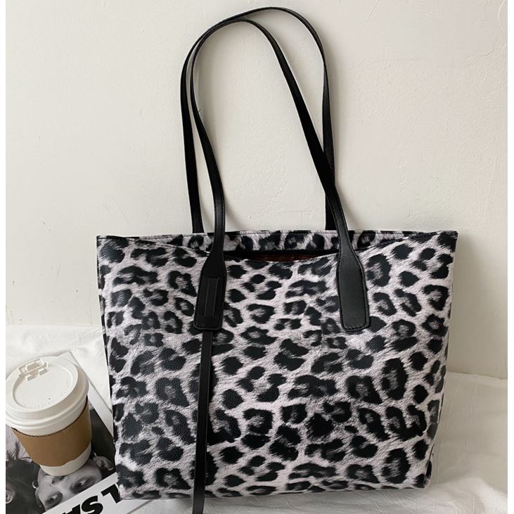 Tote bag leopard eco shoulder handbag large capacity beg tangan wanita-sarah
