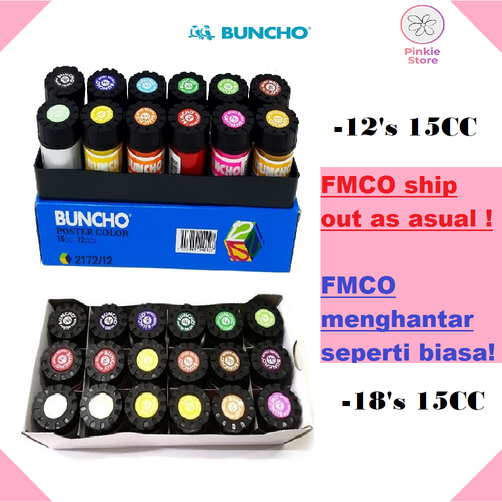 Buncho Bubble Protected Postel Colour Water Color 15cc 12 S 18 S Colour 1 S Box Warna Air Kids Office School Shopee Malaysia