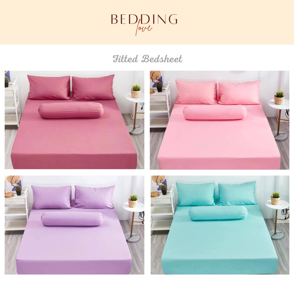 10 Plain Colors Series Premium Fitted Bedsheet Cadar Tilam Getah ...