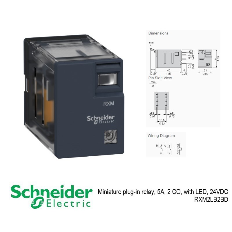 Schneider Electric Zelio Relay Rxm Minature Relay With Led 2 Co