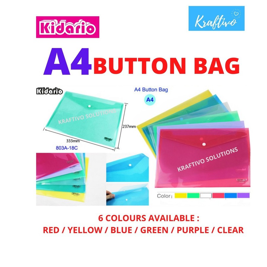 [803A-18C] A4 KIDARIO BUTTON FOLDER BAG / A4 FILE BUTANG KIDARIO / A4 ...