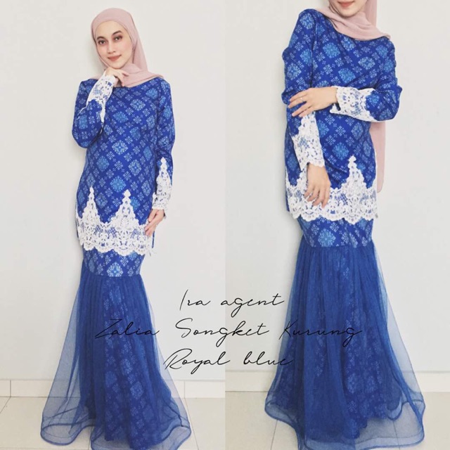 baju kurung royal blue 2018