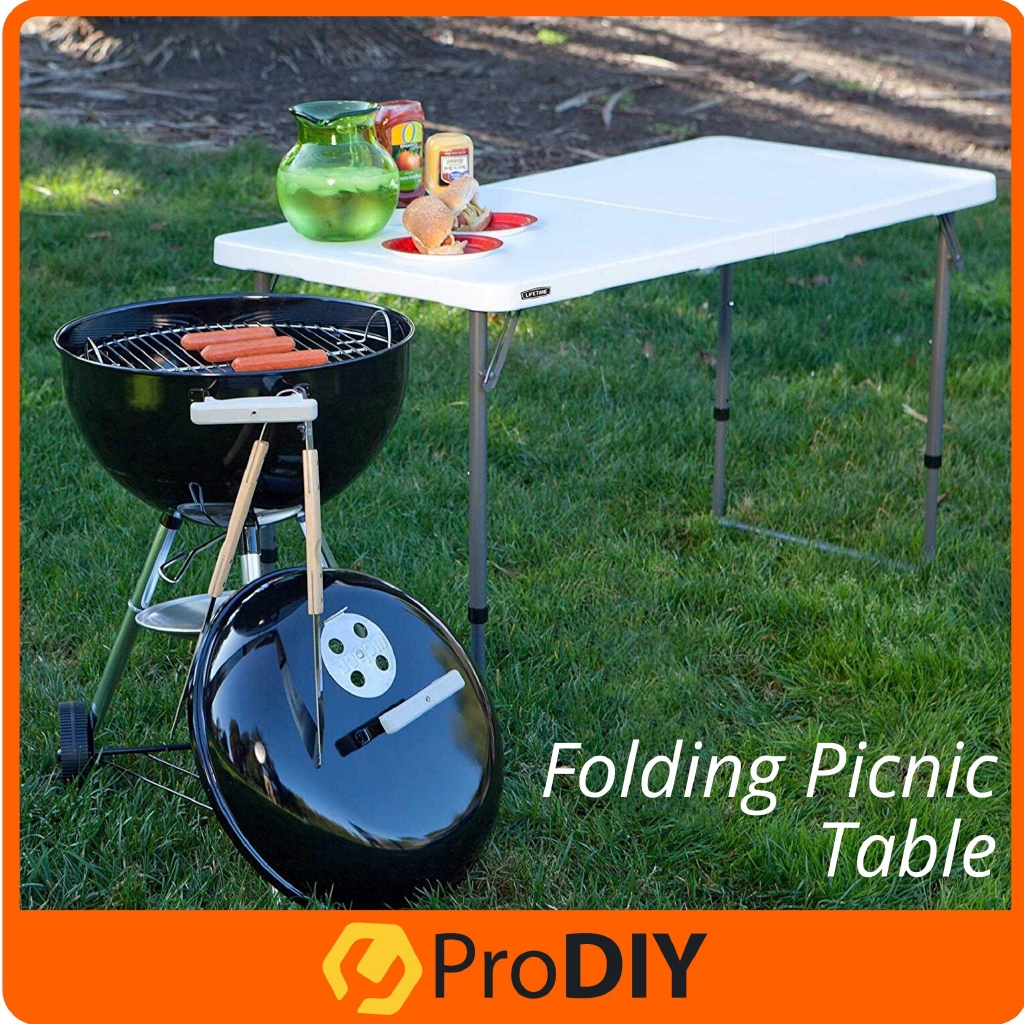 Folding Picnic Table Plastic Camping Folding Table White Outdoor For Picnic, Fishing, Camping ( 2122 )