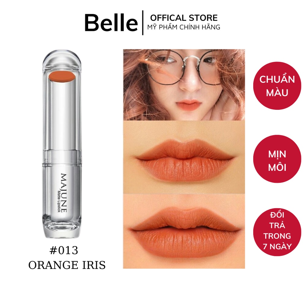 Genuine MAJUNE matte lip balm in ORANGE IRIS color, long lasting, soft and smooth lips, bright colors do not dry lips 4g code 013
