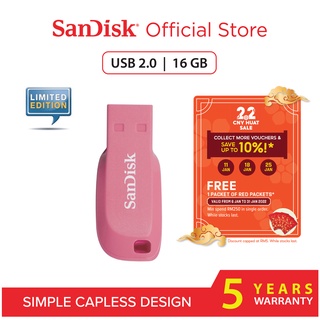 SanDisk Cruzer Blade CZ50 (Special Edition) 16GB Pink/White USB Flash Drive