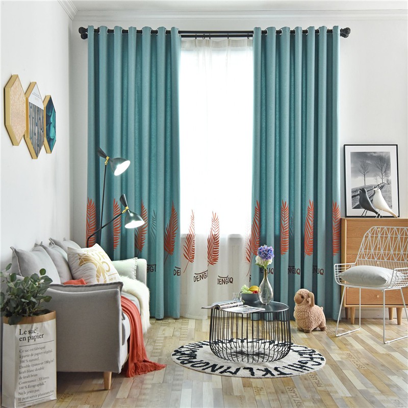 Embroidered Leaves Curtain Livingroom Bedroom Blackout Window Curtain Sheer Curtain Tulle Window Treatment Voile Drape