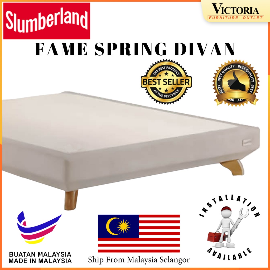 Slumberland Fame Singlessinglequeenking Spring Divan Only Katil Damask Fabric Rangka 