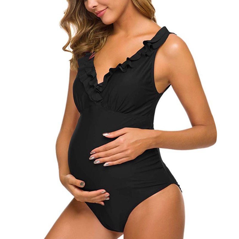 Maternity Swimsuit One-piece Sexy Fashion Ruffle One-Piece Swimsuit for Pregnant Women Beachwear