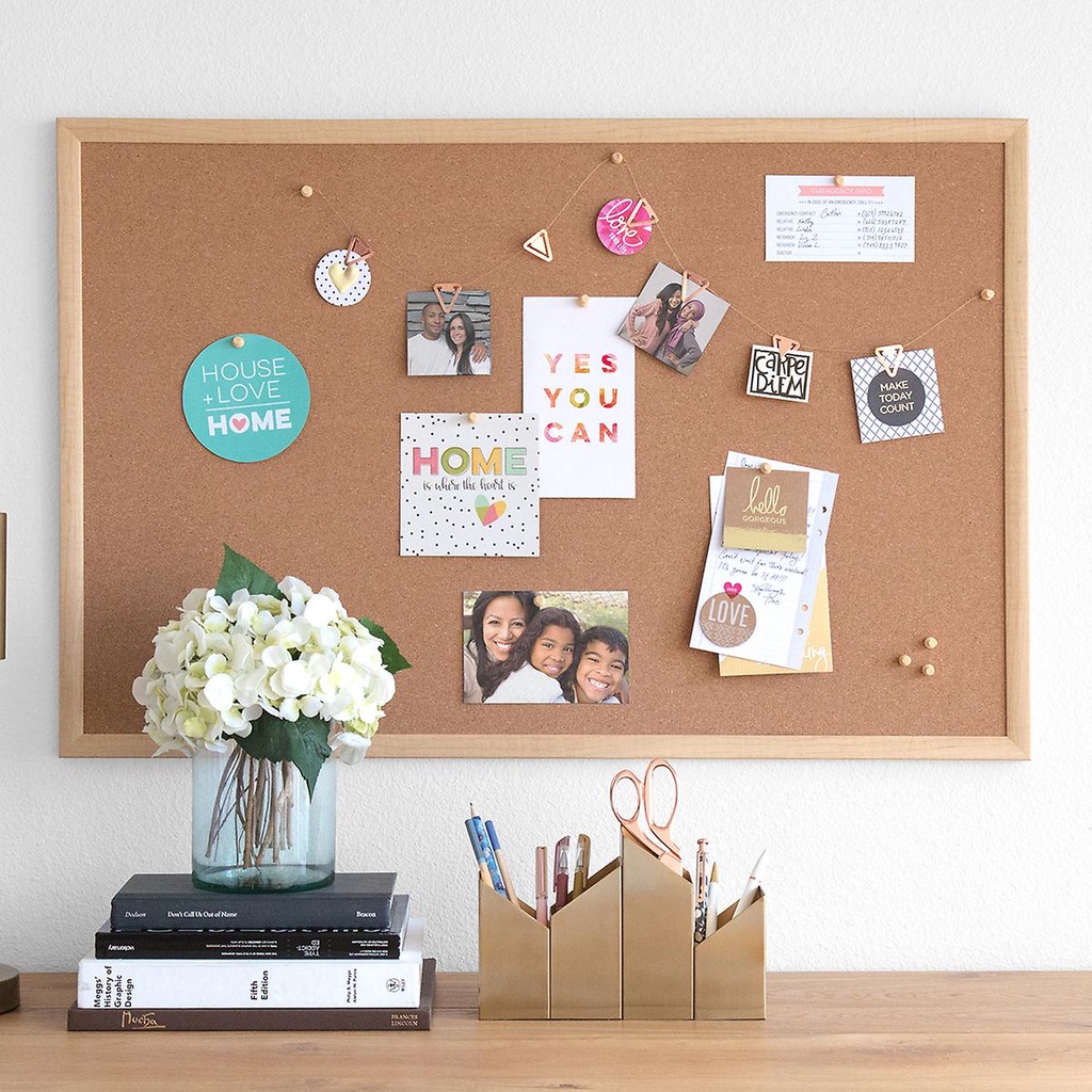 Cork Board Wood Wall Hanging Message Bulletin Board Frame Notice Note