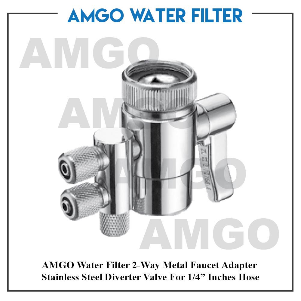 Amgo 2 Way Water Filter Diverter Valve Faucet Adapter For 1 4