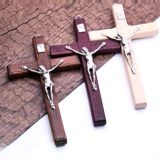 Wine Red Handmade Wooden Cross Christ Bitter Image Icon Religious Prayer Hand Holding Cross