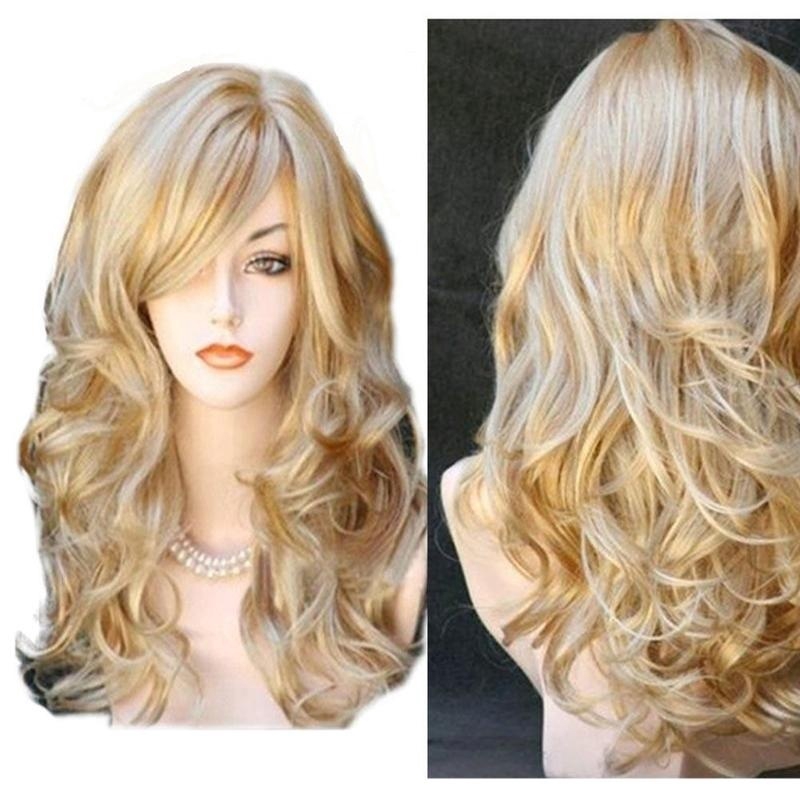 Mix Sexy Long Blonde Curly Wavy Wig Hair Synthetic Women Hair