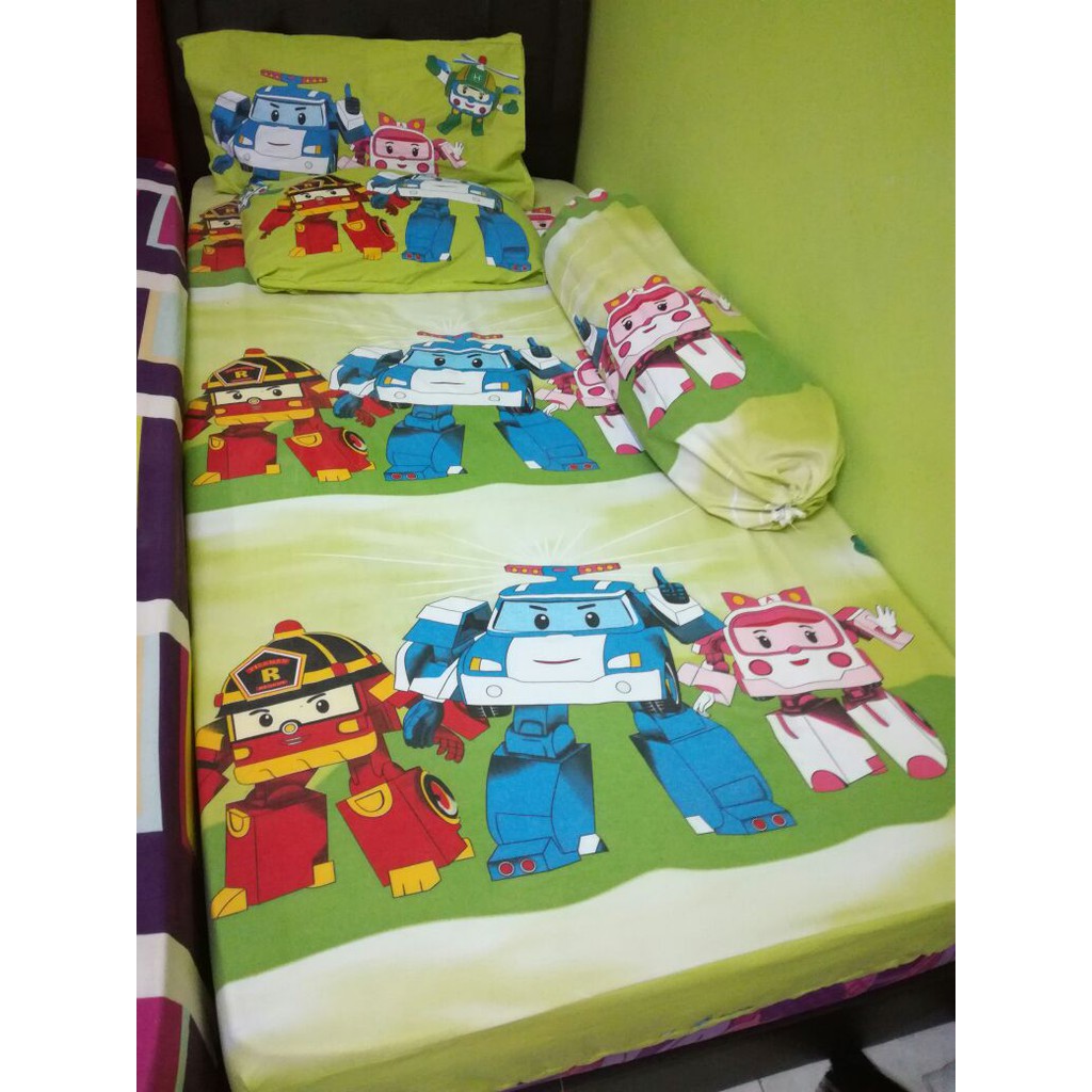 1793SS "ROBOCAR POLI" SET CADAR SINGLE FORTER BEDSHEET