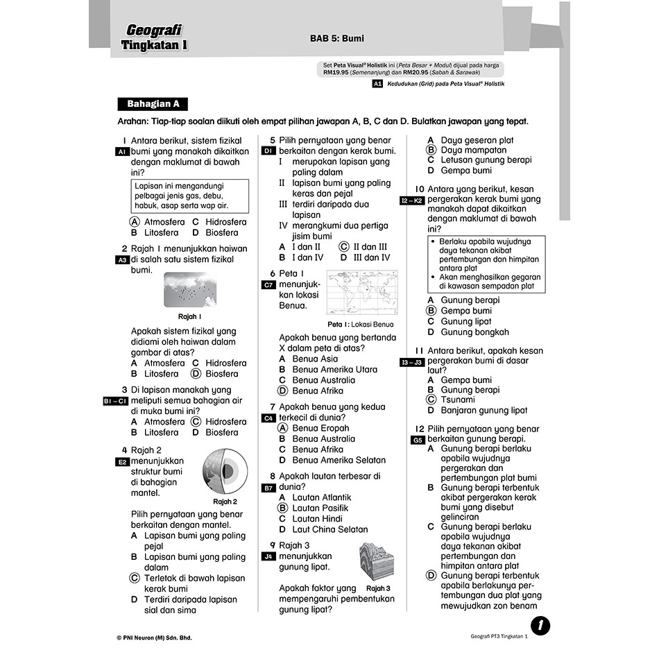 KSSM&PT3) Set Peta Visual Holistik Geografi Tingkatan 1,2&3 