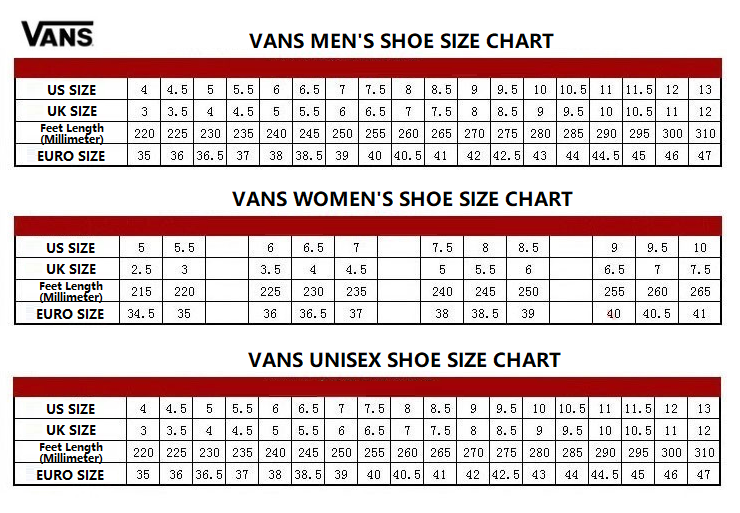 Vans on sale vault sizing