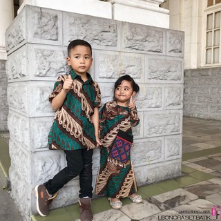  BAJU  SEDONDON  FAMILY  LEONORA SET BATIK  EMERALD GREEN 