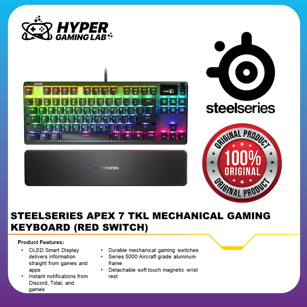 STEELSERIES APEX 7 TKL MECHANICAL GAMING KEYBOARD RED LINEAR (64646 ...
