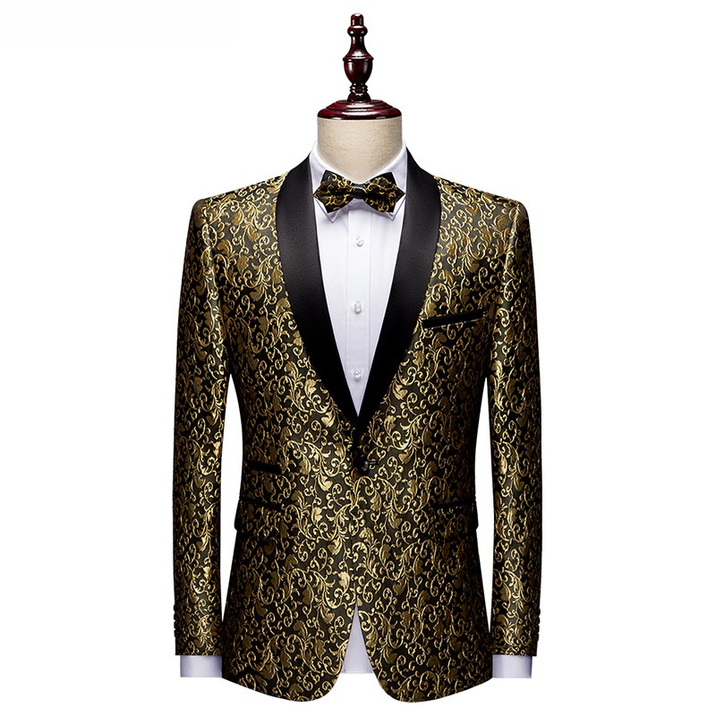 Men Blazers Banquet Party Prom Ball Slim Fit Wedding Tuxedo Suit Jackets Shawl Lapel Stage Costume Nightclub Singer Host Dancer