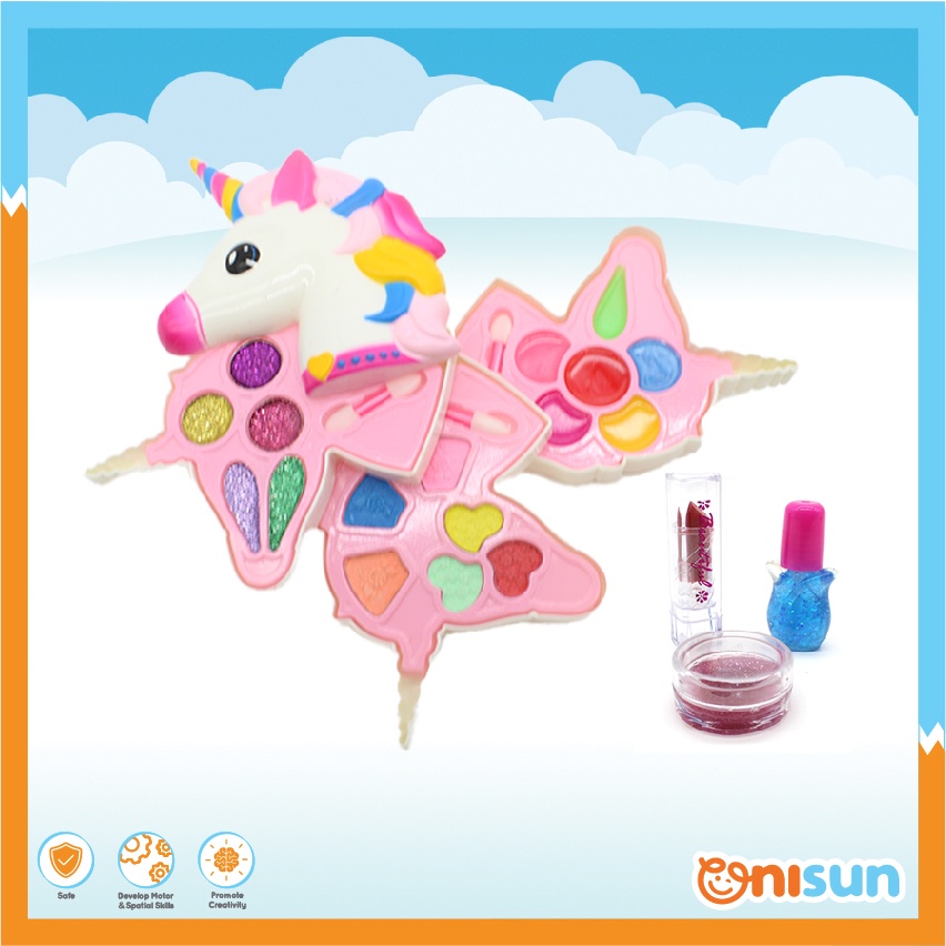 Children Girl Candy Unicorn Make Up Color Plate Playset with Makeup Accessories (Mainan Komestics)