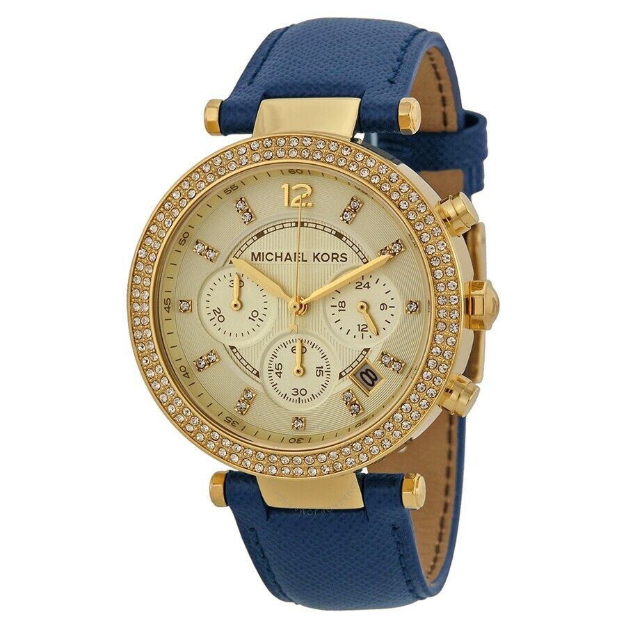 michael kors watch blue leather strap